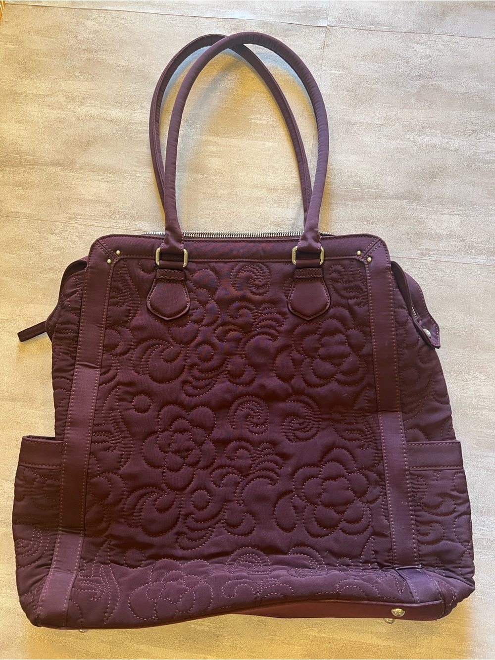 Vera Bradley North South Quilted Plum Floral Tote - Picture 4 of 9